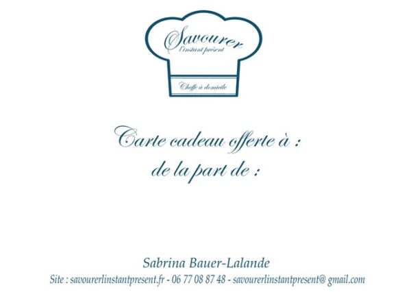 Carte cadeau Cheffe à Domicile