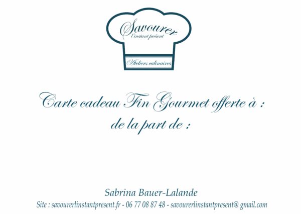 Carte cadeau atelier Fin Gourmet
